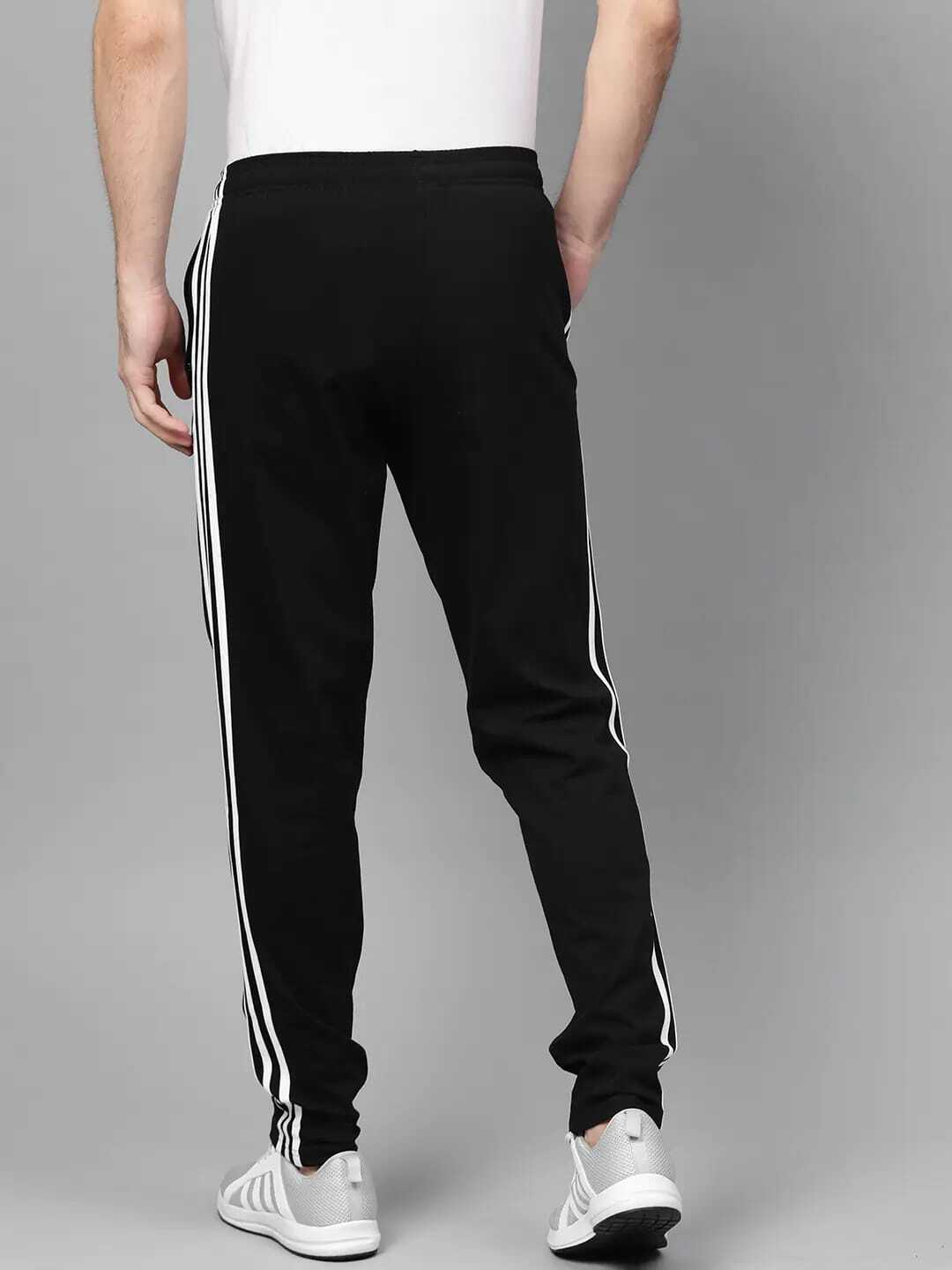 Adidas Half Striped Solid Men Black Track Pant - Image 6