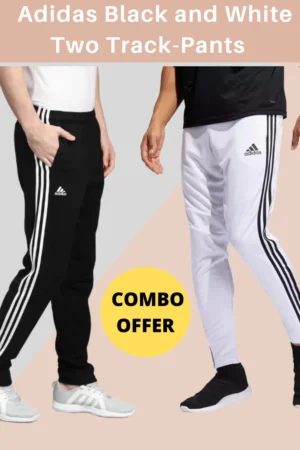 Adidas Solid Casual Men Track Pants color Black & White