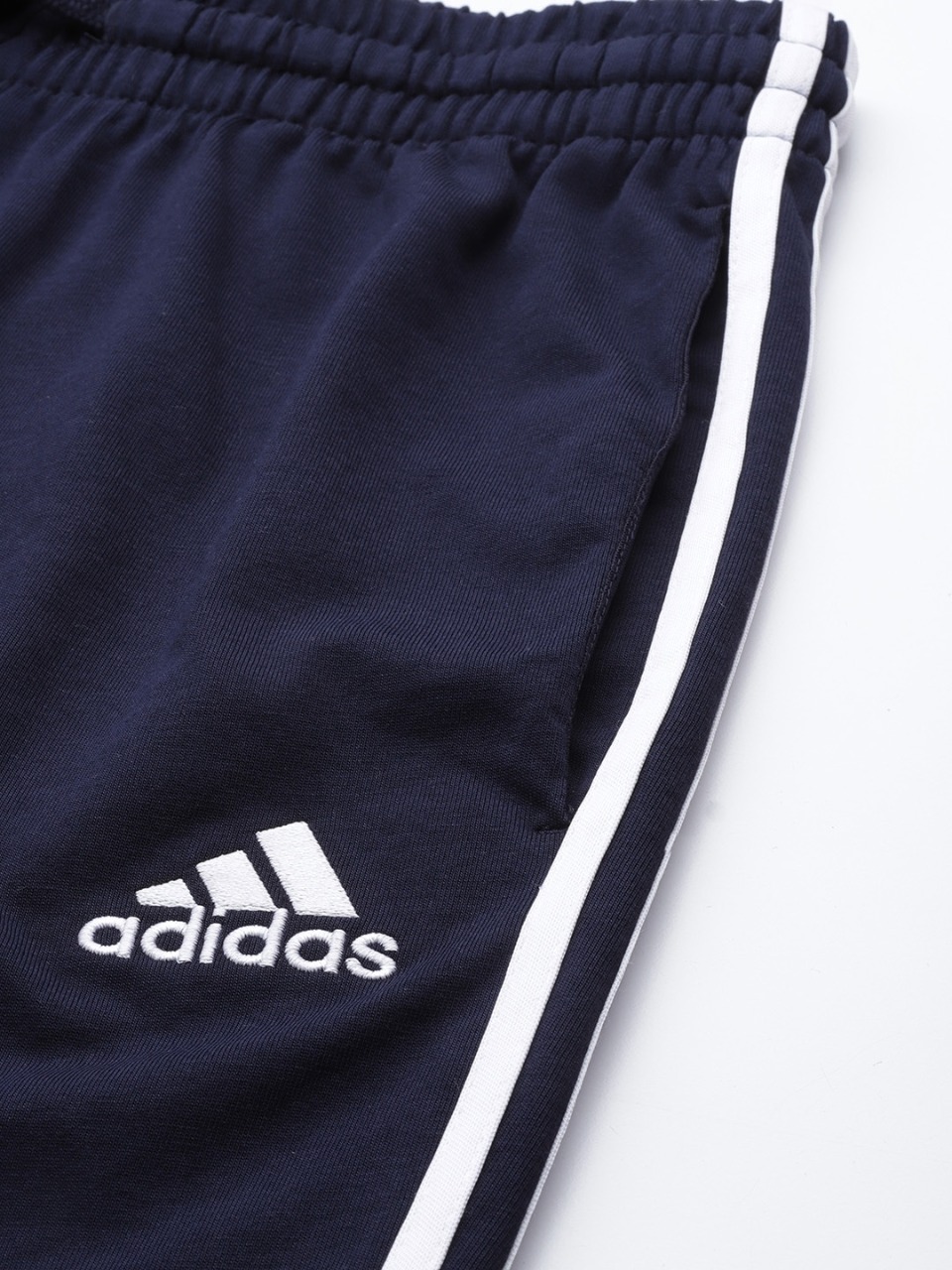 Adidas Half Striped Solid Men Dark Blue Track Pants - Image 9