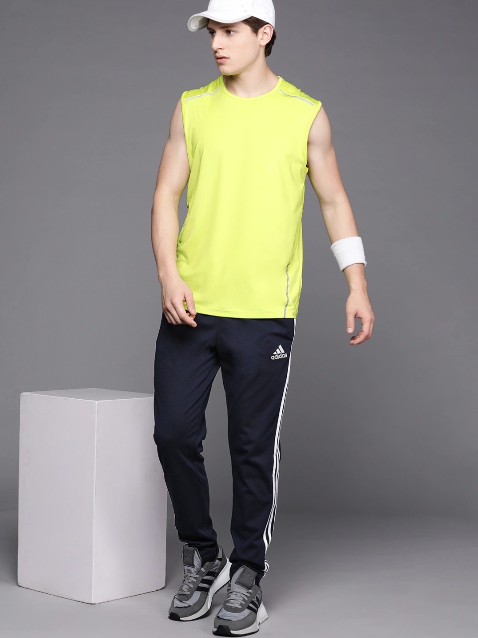 Adidas Solid & Casual Men Track Pants color Navy Blue & Grey - Image 9