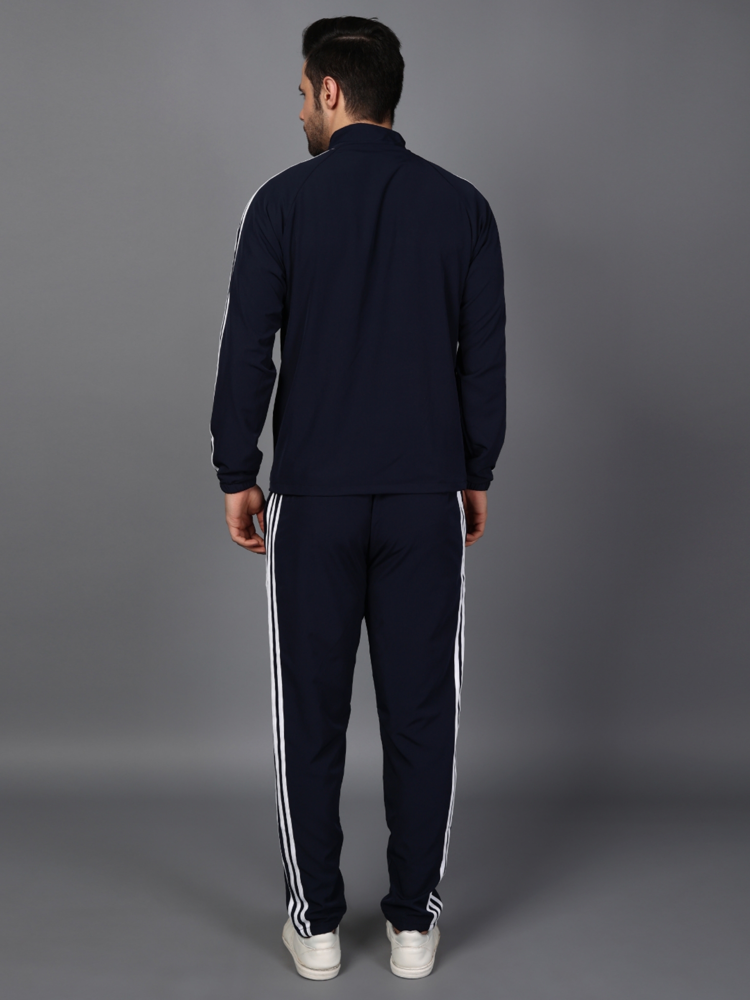 Adidas Striped Men Blue Track Suit (Jacket & Track Pant) - Image 3
