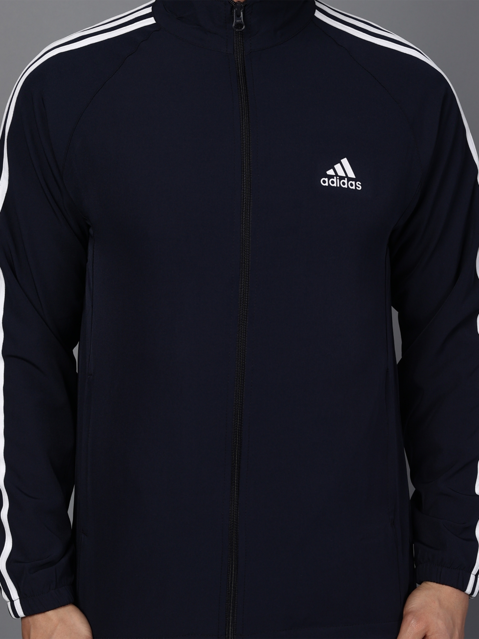 Adidas Striped Men Blue Track Suit (Jacket & Track Pant) - Image 5
