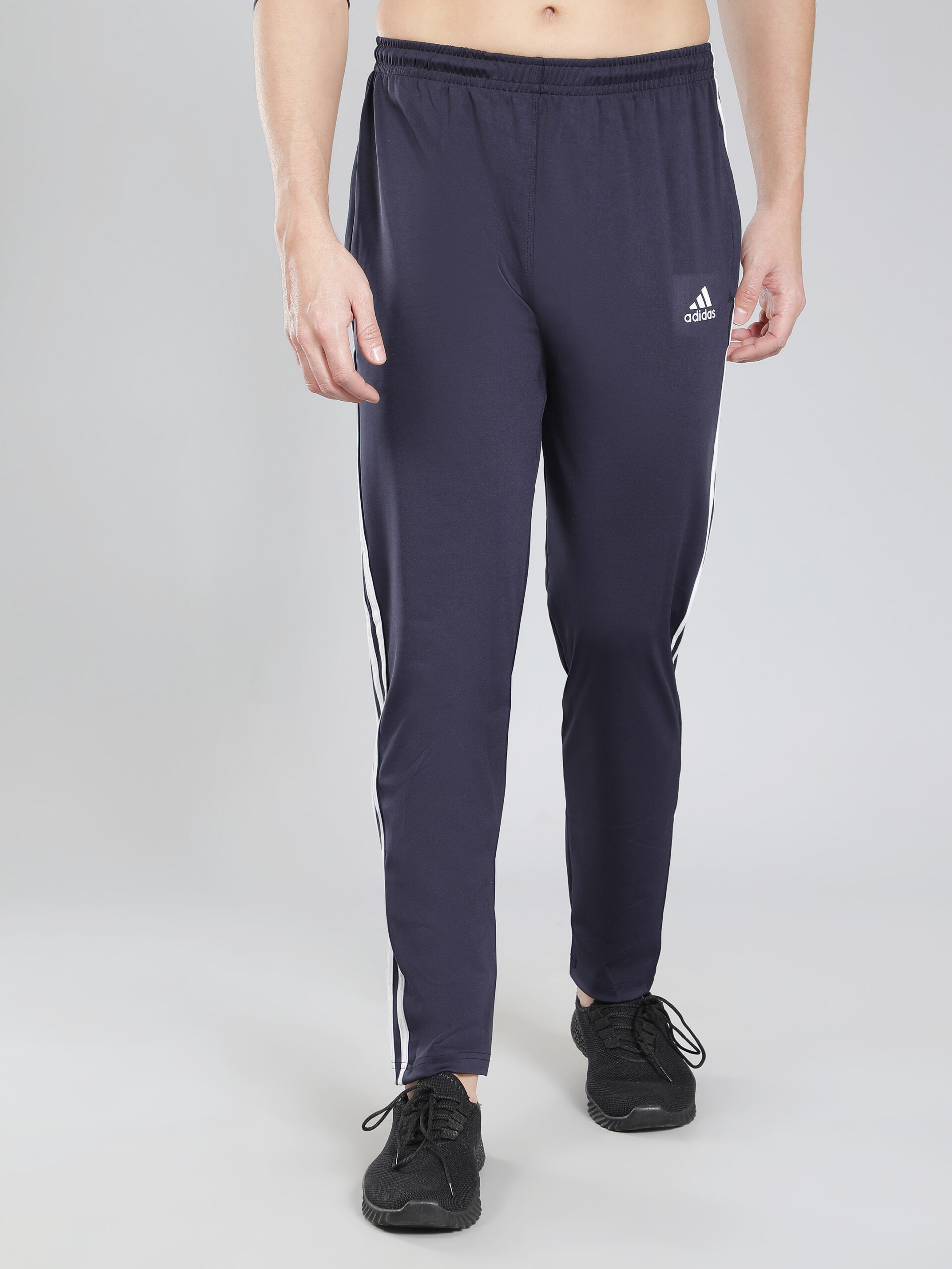 Adidas Solid & Casual Men Track Pants color Navy Blue & Grey - Image 10