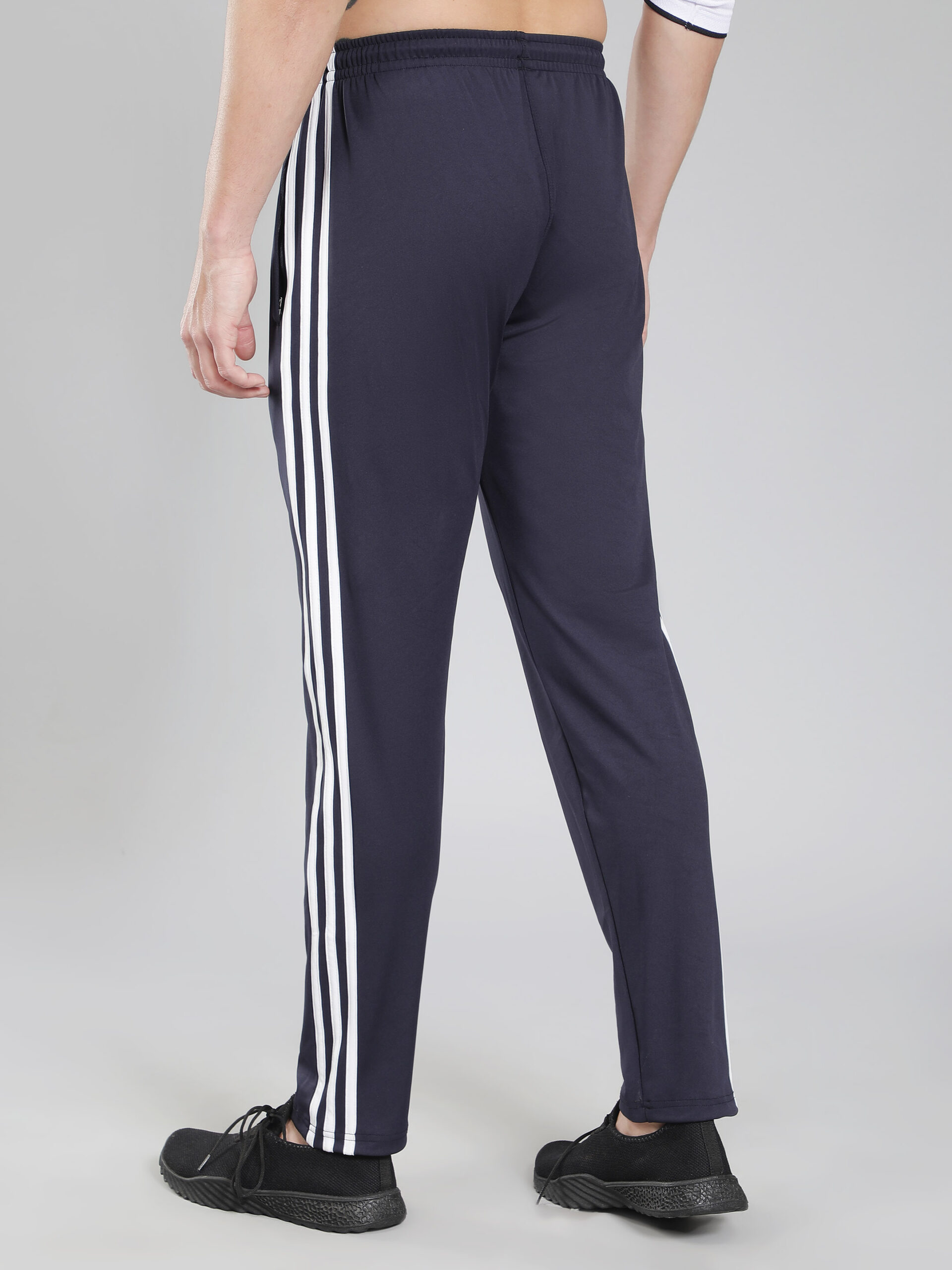 Adidas Half Striped Solid Men Dark Blue Track Pants - Image 7