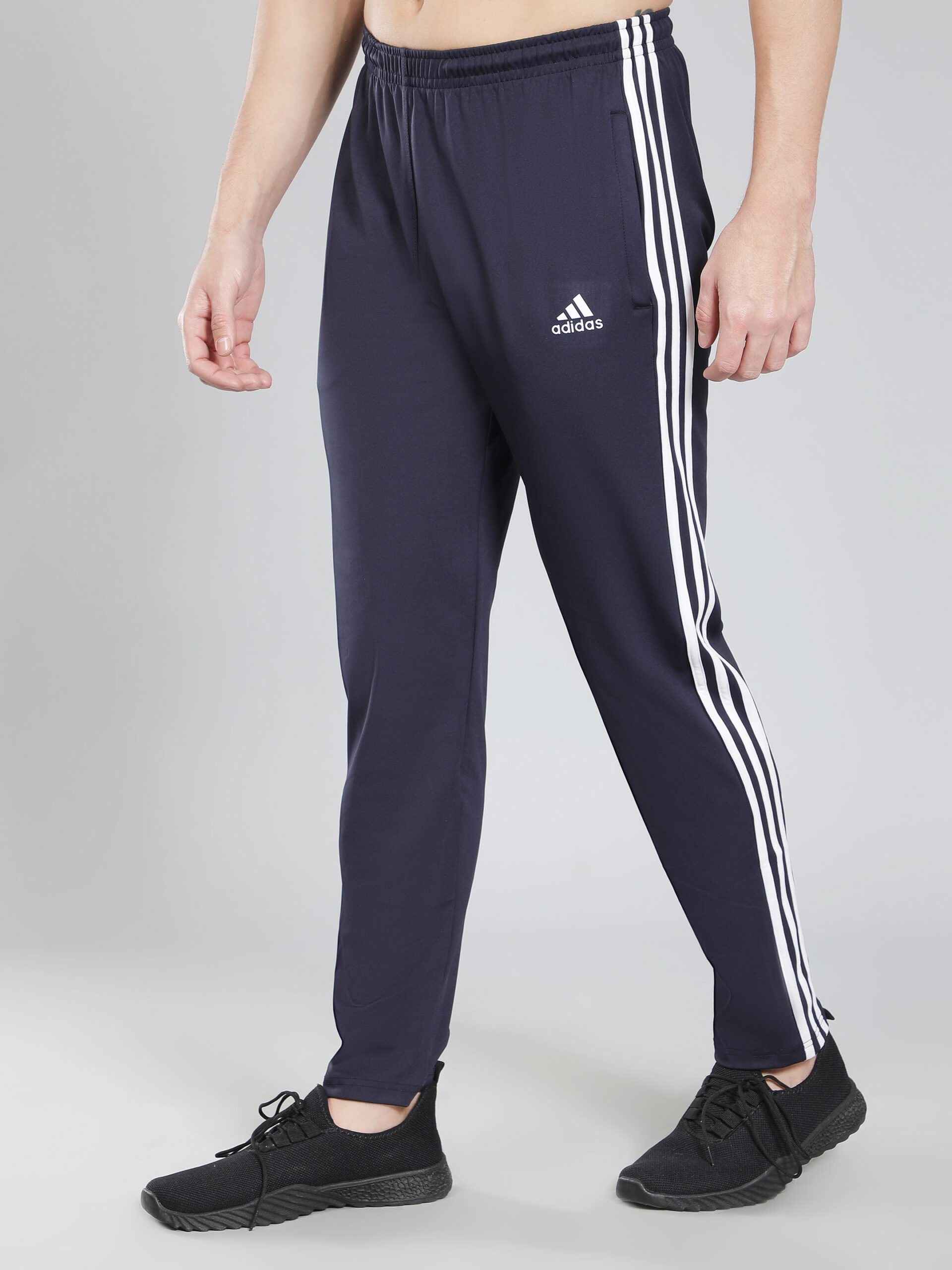 Adidas Solid & Casual Men Track Pants Blue Combo - Image 4