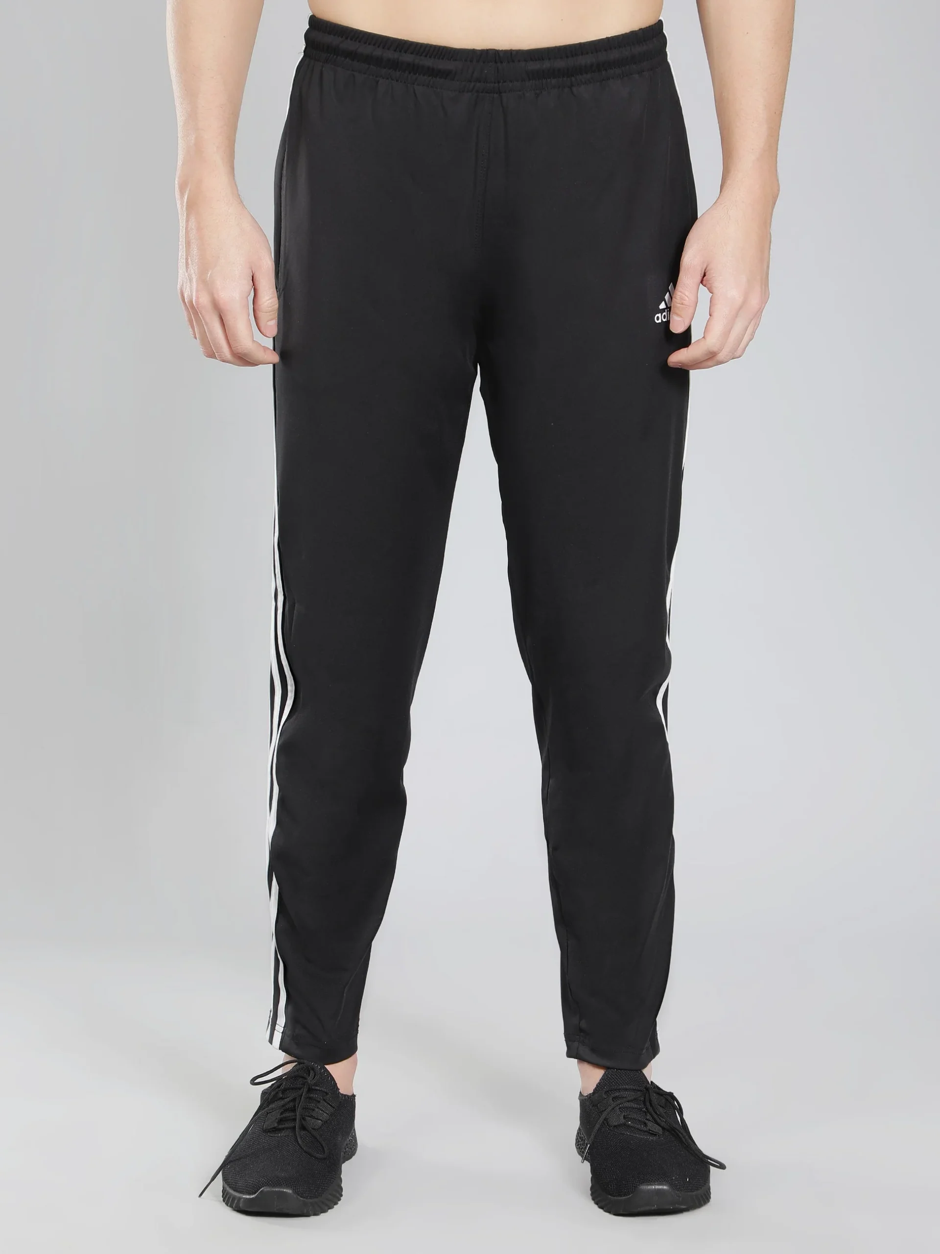 Adidas Solid Casual Men Navy Blue & White Stripes Track Pants - Image 5