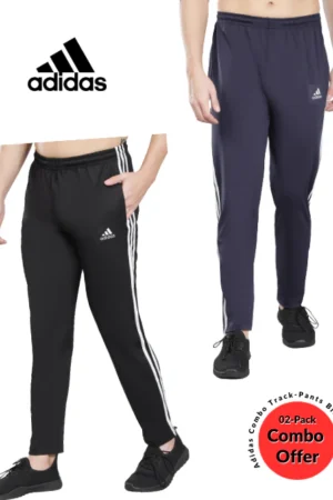 Adidas Solid Casual Men Track Pants color Black & Navy Blue