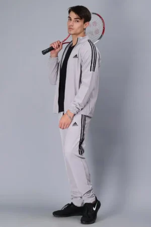 ADIDAS Half Striped Men White TrackSuit (Jacket &Track-Pants) - L