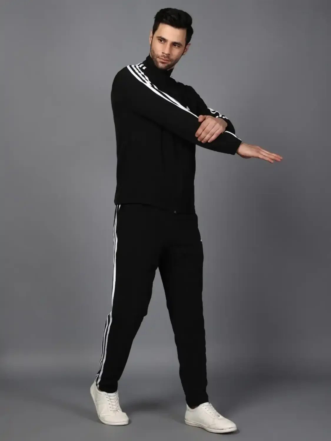 Adidas Striped Men Black Tracksuit (Jacket &track-pants) - Image 5