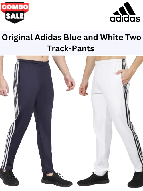 Adidas Solid & Casual Men Track Pants color Navy Blue & Grey