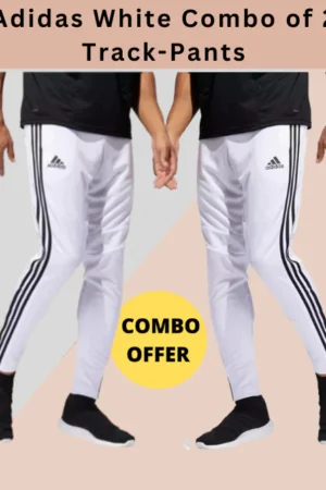 Adidas Solid & Casual Men Track Pants-White Combo
