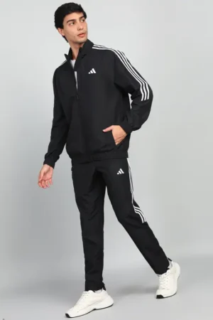 Adidas Half Striped Men Black Tracksuit (Jacket &track-pants)